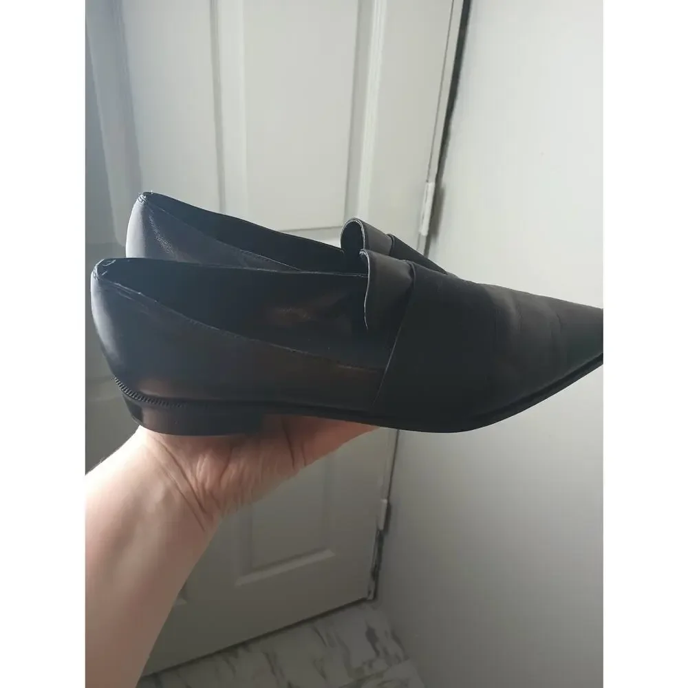 Stuart Weitzman Leather‎ Grosgrain Band Pointed Toe Loafers Flats 8.5 * Flawed